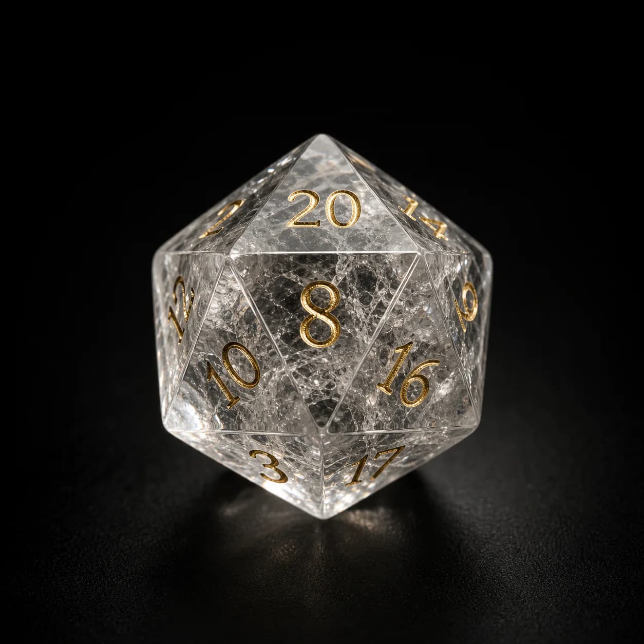 Clear quartz gemstone D20 with natural inclusions
