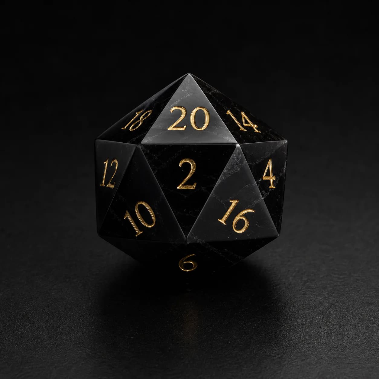 Obsidian gemstone D20 available for custom wholesale production